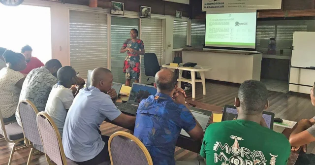 Recently a week-long GIS training was held in the LCF office in Sambava, focused on ArcGIS application Survey 123.  LCF organized the training which was led by Angela Tarimy and Daulphin Razafimpahatelo from Project Manondroala, who are national leaders for GIS in Madagascar.  The app can be used on smartphones in the field allowing georeferenced photos and data forms to be linked with ArcGIS.  Participants included representatives from WWF, MGB, Madagascar National Parks, DREDD, and Wildlife Madagascar.  Previous workshops attracted televised news as there is a real interest in and lack of such training locally.  With national park representatives, LCF conducted 17 intensive patrols in Marojejy and Anjanaharibe-Sud last year which are critical to addressing the increasing number of illegal rice and vanilla fields as well as bushmeat hunting.  Considerable data is collected during each patrol regarding disturbance sites and lemur sightings.  Each patrol can include up to two dozen people for 3 to 5 days in difficult mountainous rainforest.  Some patrols occur when new park boundary signs are installed as there is some confusion officially and locally as to where the exact boundary is for Marojejy/ASSR, as is true of many parks in Madagascar.